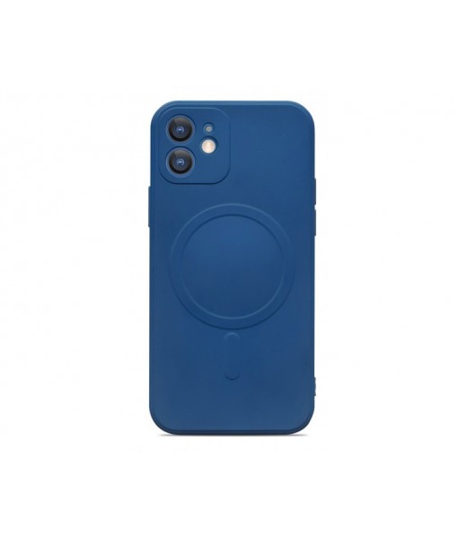 Husa Spate Magsafe Compatibila Cu iPhone 13, Protectie Camera, Microfibra La Interior, Albastru